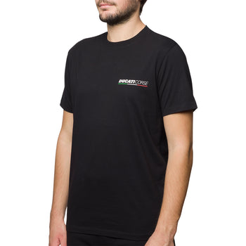 T-shirt nera da uomo con stampa sul retro "Respect for Bikers" Ducati Corse, Abbigliamento Sport, SKU a722000385, Immagine 0