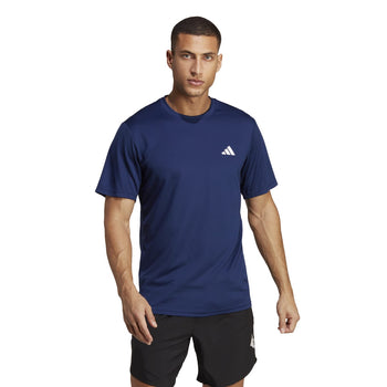 T-shirt blu da uomo con logo bianco adidas Essentials Training, Abbigliamento Sport, SKU a722000408, Immagine 0