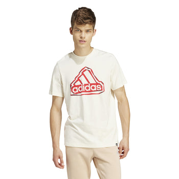 T-shirt bianca da uomo con logo rosso adidas Folded Badge Graphic, Abbigliamento Sport, SKU a722000416, Immagine 0