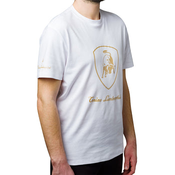 T-shirt bianca da uomo con logo sul petto Tonino Lamborghini, Abbigliamento Sport, SKU a722000443, Immagine 0