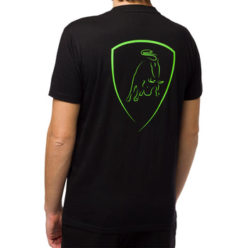 T-shirt nera da uomo con logo verde sulla schiena Tonino Lamborghini, Abbigliamento Sport, SKU a722000449, Immagine 0