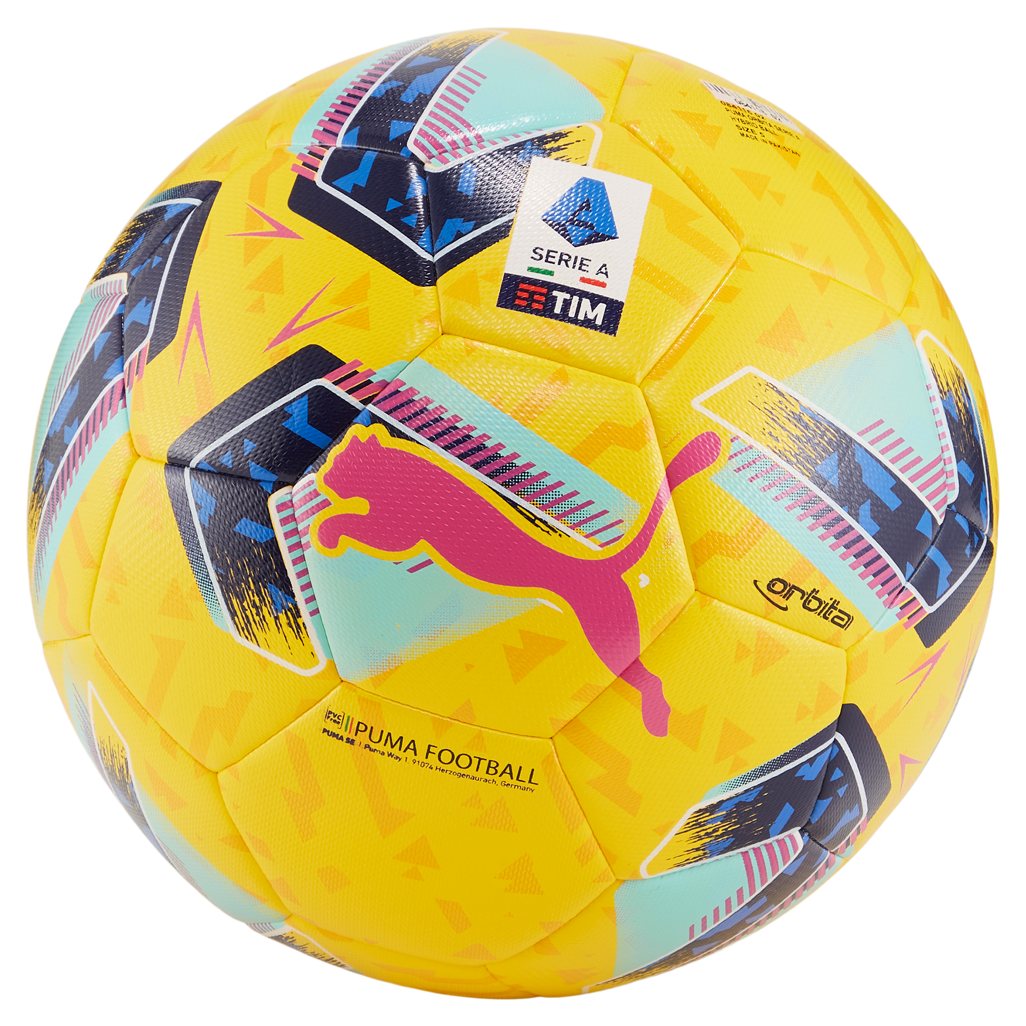 Pallone da calcio giallo con logo Puma Orbita Serie A, Brand, SKU a743500155, Immagine 0