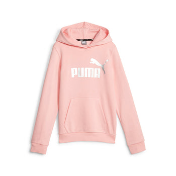 Felpa con cappuccio rosa da bambina con logo argento Puma Essentials