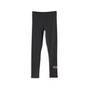 Leggings neri da bambina con logo a contrasto Puma Essentials+, Brand, SKU a753000027, Immagine 0