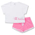 Set da bambina con t-shirt bianca e pantaloncini rosa Champion, Abbigliamento Sport, SKU a754000015, Immagine 0