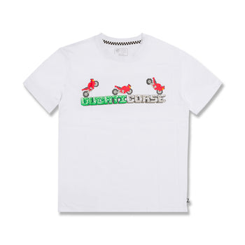 T-shirt bianca da bambino con logo sul petto Ducati Corse T-Bargellino, Abbigliamento Sport, SKU a762000052, Immagine 0