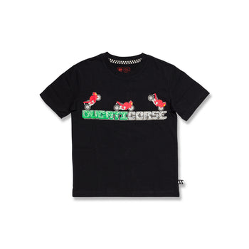 T-shirt nera da bambino con logo sul petto Ducati Corse T-Bargellino, Abbigliamento Sport, SKU a762000053, Immagine 0