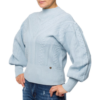 Maglione azzurro a collo alto da donna Swish Jeans, Abbigliamento Donna, SKU c811000128, Immagine 0
