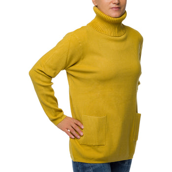 Pullover a collo alto color senape da donna con taschini Swish Jeans, Abbigliamento Donna, SKU c811000130, Immagine 0