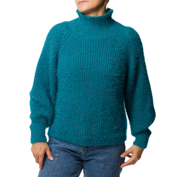Maglione a collo alto color ottanio da donna Swish Jeans, Abbigliamento Donna, SKU c811000229, Immagine 0