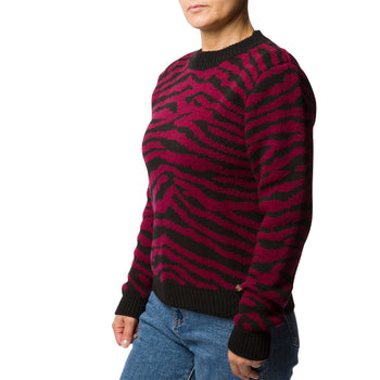 Maglione girocollo rosso e nero zebrato da donna Swish Jeans, Abbigliamento Donna, SKU c811000235, Immagine 0