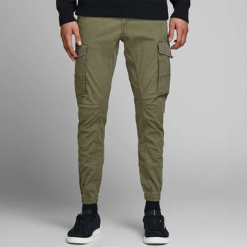 Pantaoni cargo tapered fit verde oliva da uomo Jack & Jones, Abbigliamento Uomo, SKU c823000169, Immagine 0