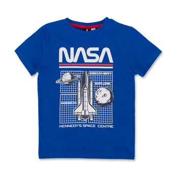 T-shirt blu da bambino con space shuttle Nasa, Abbigliamento Sport, SKU c866000013, Immagine 0