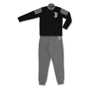 Pigiama invernale in pile grigio e nero da bambino con logo Juventus, Idee Regalo Natale, SKU c866500005, Immagine 0