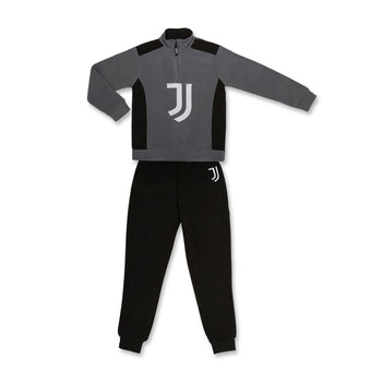Pigiama invernale in pile grigio e nero da bambino con logo Juventus, Idee Regalo Natale, SKU c866500006, Immagine 0