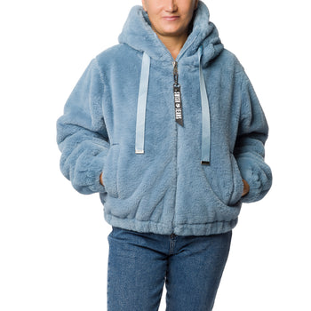 Bomber pelliccia azzurro da donna con chiusura a zip Swish Jeans, Abbigliamento Donna, SKU j613000127, Immagine 0