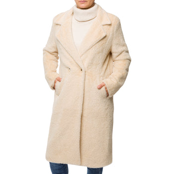 Cappotto lungo beige da donna in pelliccia sintetica Swish Jeans, Abbigliamento Donna, SKU j613000175, Immagine 0