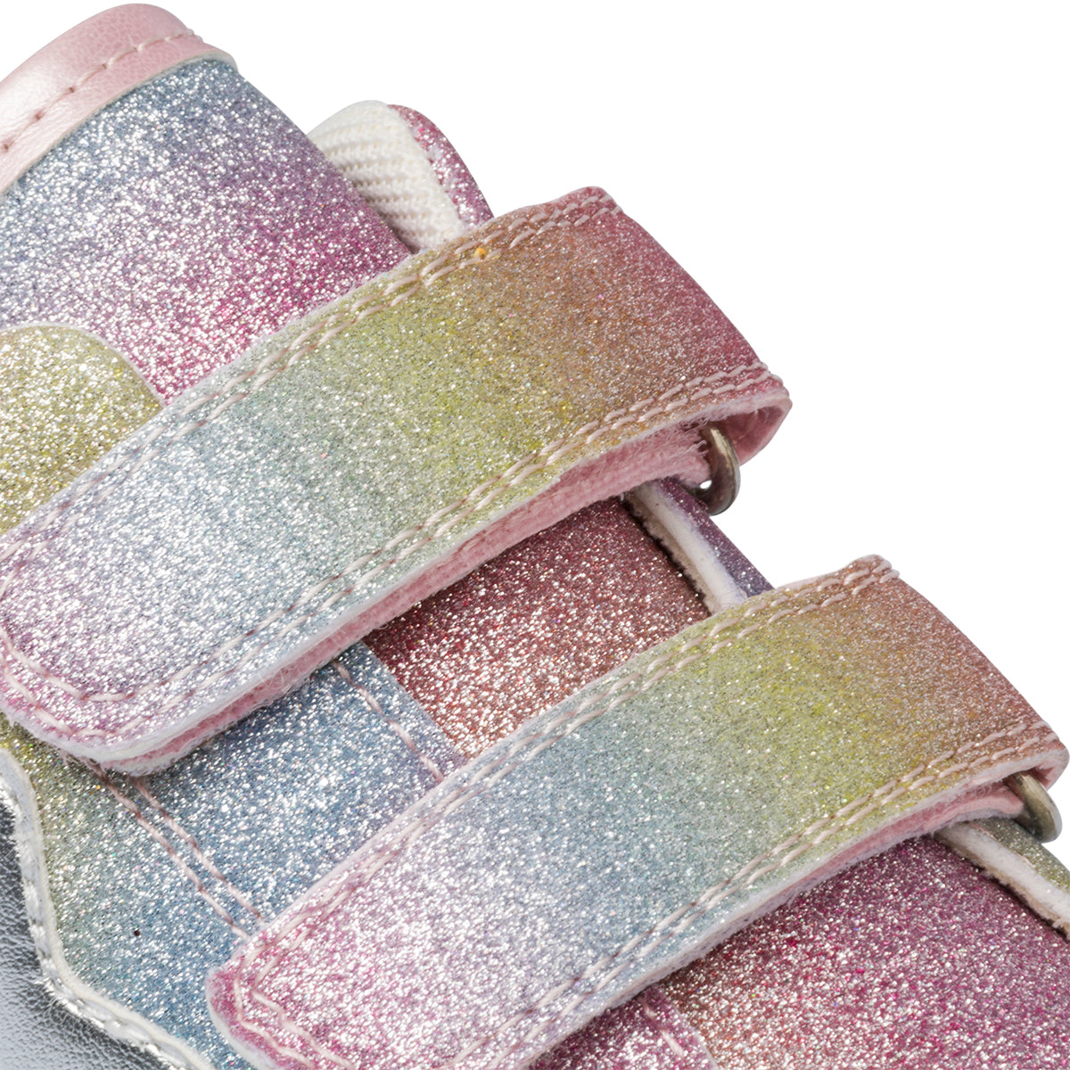 Sneakers bianche da bambina con glitter arcobaleno Le scarpe di Alice