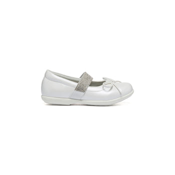 Ballerine color bianco perlato con strass e glitter sul fiocchetto Le scarpe di Alice, Scarpe Bambini, SKU k223000003, Immagine 0