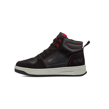 Sneakers alte nere da bambino con dettagli rossi Ducati Spike Mid, Brand, SKU k263000078, Immagine 0