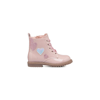 Anfibi rosa in vernice da bambina con cuoricini Le scarpe di Alice, Scarpe Bambini, SKU k273000188, Immagine 0