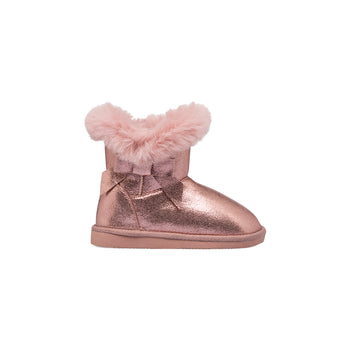 Stivaletti rosa effetto laminato da bambina con pelliccia Le scarpe di Alice, Scarpe Bambini, SKU k273000226, Immagine 0