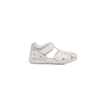 Sandali primi passi bianchi e argento da bambina Geox Elthan, Scarpe Primi passi, SKU k281000260, Immagine 0