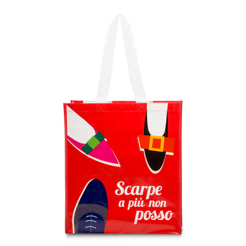 Shopper rossa media in TNT con stampa "Scarpe a più non posso"., Shoppers, SKU m089qz105, Immagine 0