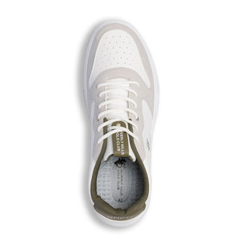 Sneakers bianche e beige da uomo con logo laterale Beverly Hills Polo Club