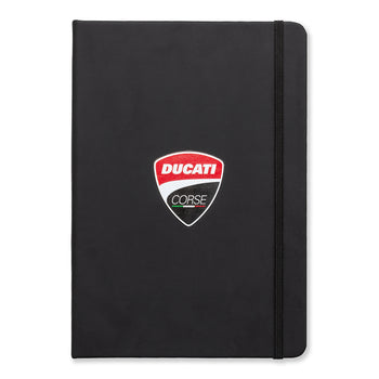 Taccuino nero grande con badge Ducati Corse, Brand, SKU o937000163, Immagine 0