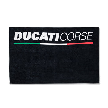 Telo mare nero in spugna con maxi-logo Ducati Corse, Brand, SKU o937000486, Immagine 0