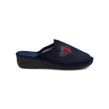 Pantofole blu da donna con cuore e borchiette Italia Trend, Ciabatte Donna, SKU p411000347, Immagine 0