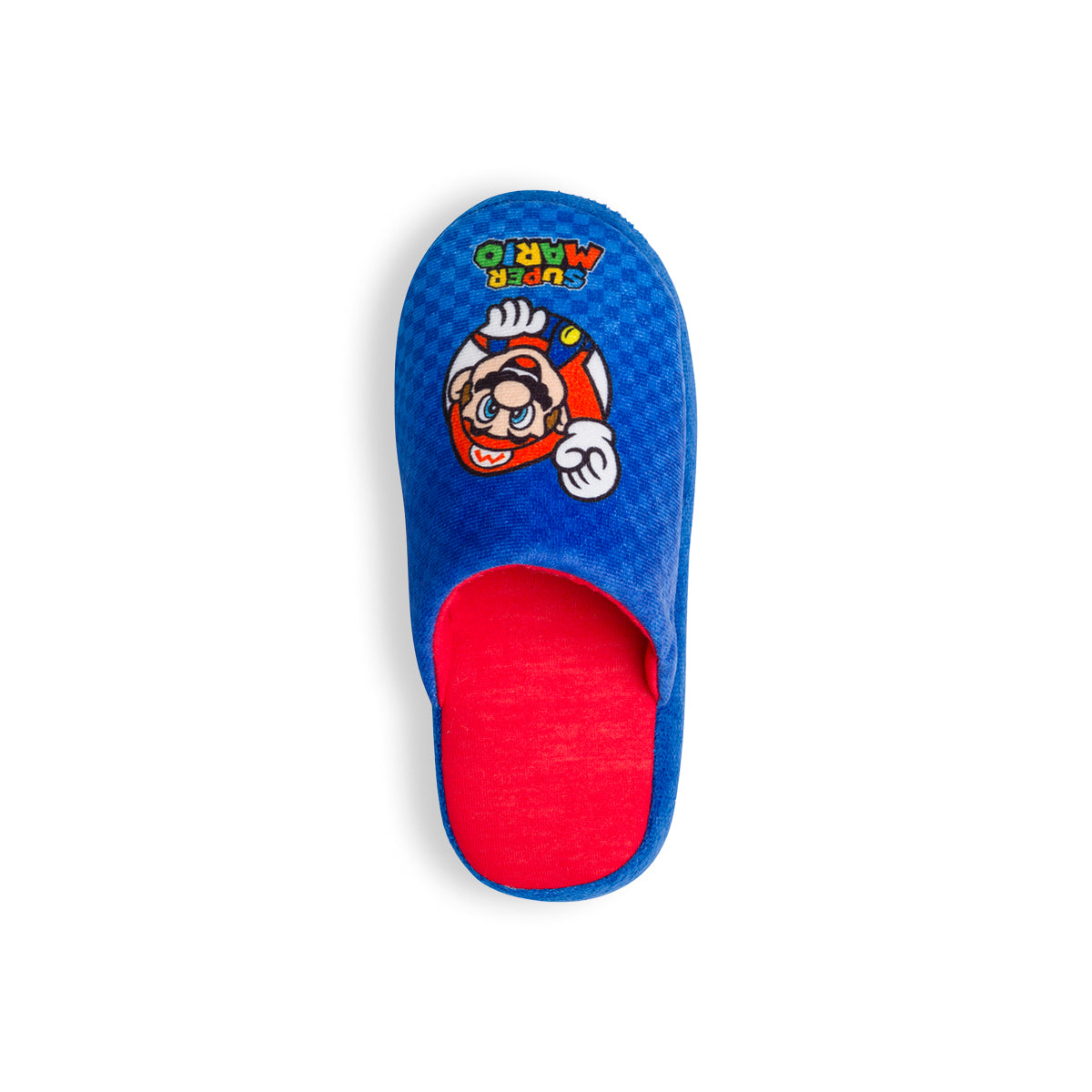 Pantofole da bambino blu con stampa Super Mario