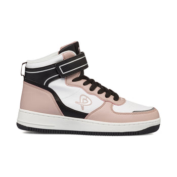 Sneakers alte bianche e rosa da donna con lacci e velcro P Go, Sneakers Sport, SKU s311000406, Immagine 0