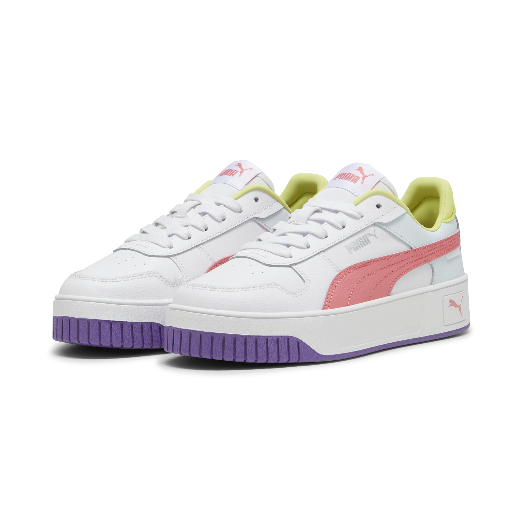 Sneakers bianche da donna con dettagli multicolore Puma Carina Street, Brand, SKU s312000498, Immagine 0