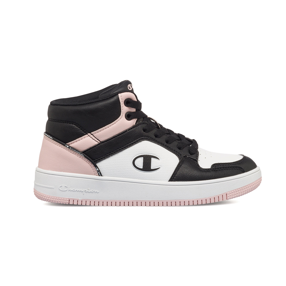 Sneakers alte nere e rosa da donna Champion Rebound High