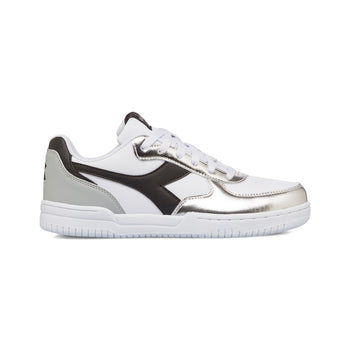 Sneakers bianche e argento effetto laminato da donna Diadora Raptor Low, Brand, SKU s312500114, Immagine 0