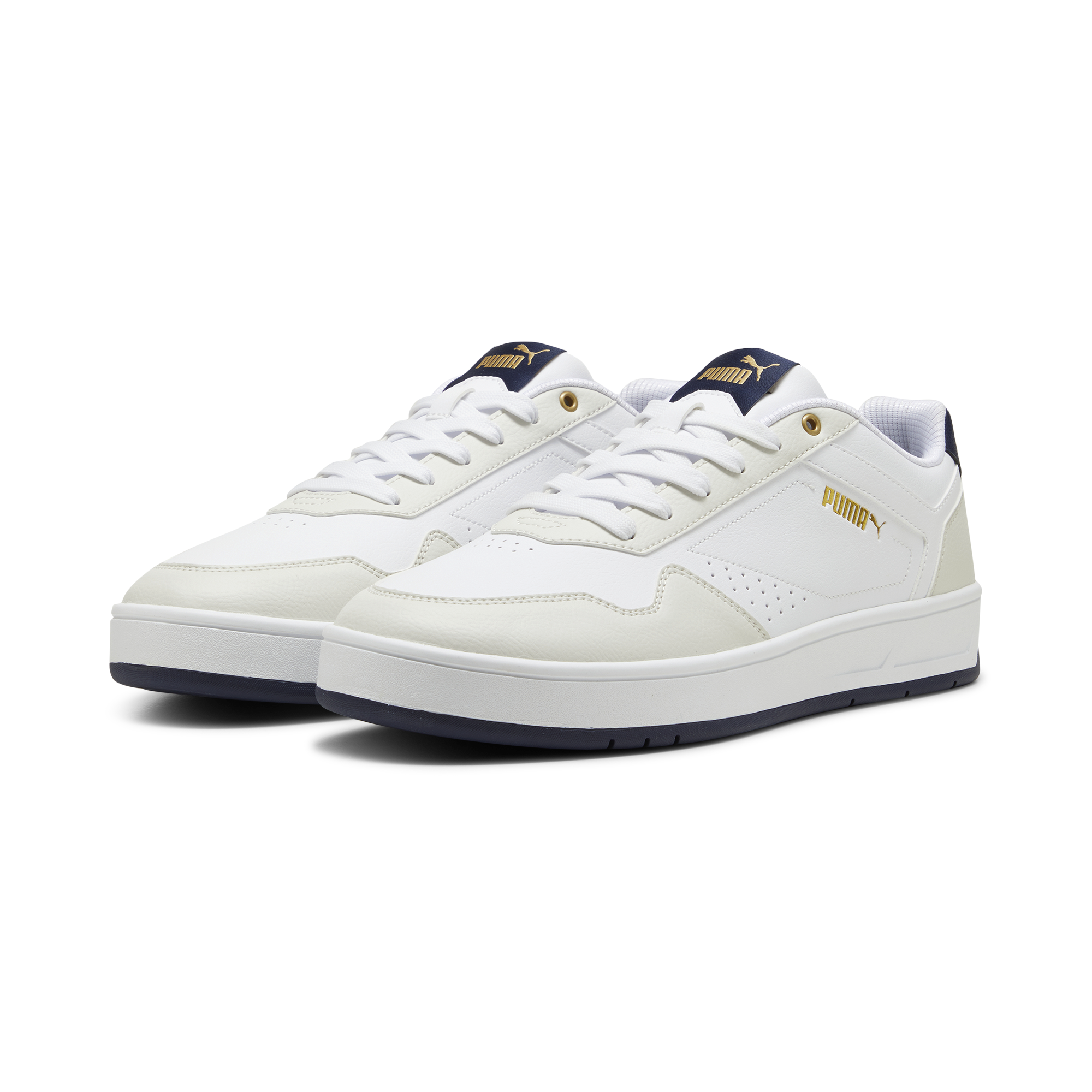 Sneakers bianche da uomo con dettagli oro Puma Court Classic, Brand, SKU s322500377, Immagine 0