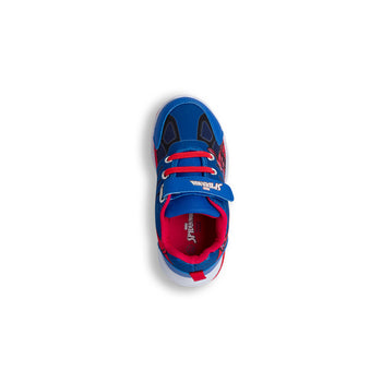 Sneakers primi passi da bambino rosse e blu con luci nella suola e stampa  Spiderman
