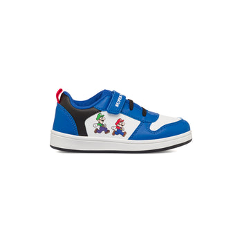 Sneakers primi passi blu e bianche da bambino con stampa Super Mario, Scarpe Primi passi, SKU s332500077, Immagine 0