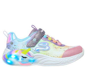 Scarpe da ginnastica azzurre da bambina con unicorno e luci nella suola  Skechers S-Lights: Unicorn Dreams