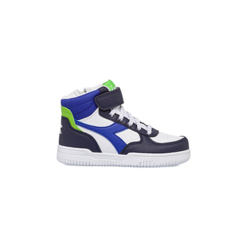Sneakers alte bianche e blu da bambino con doppio velcro e zip Diadora Raptor MID PS, Brand, SKU s342500208, Immagine 0