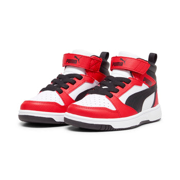 Sneakers alte bianche, rosse e nere da bambino Puma Rebound v6 Mid AC+ PS, Brand, SKU s342500246, Immagine 0
