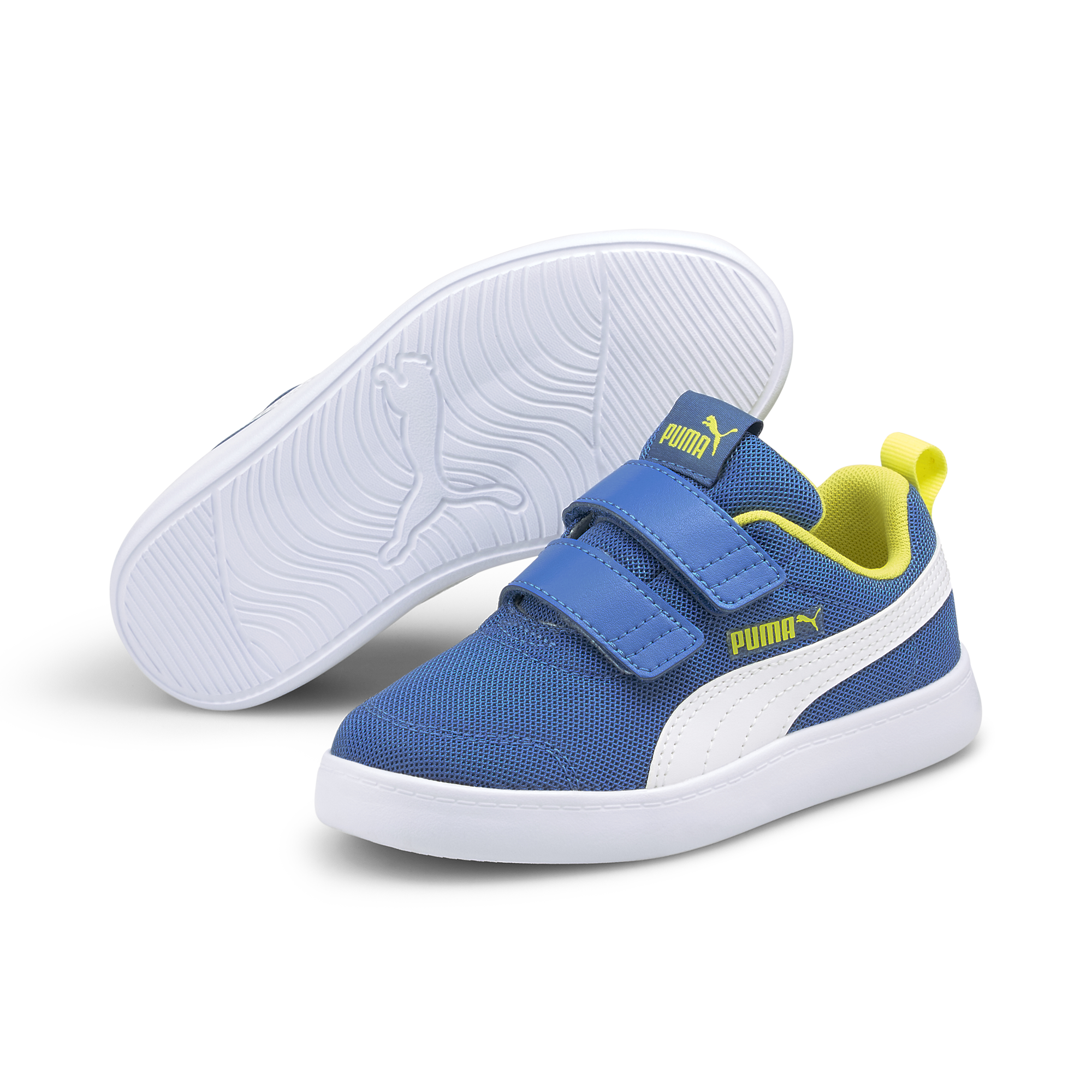 Sneakers blu da bambino con doppio velcro Puma Courtflex v2 Mesh V PS, Brand, SKU s344000214, Immagine 0