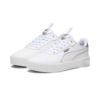 Sneakers da ragazza bianche con dettagli argento Puma Carina 2.0 Pop Up Metallics Jr, Brand, SKU s352000061, Immagine 0