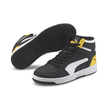 Sneakers alte da ragazzo nere con dettagli gialli Puma Rebound Layup SL Jr, Brand, SKU s352500175, Immagine 0
