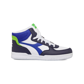 Sneakers alte bianche e blu da ragazzo con dettagli verdi Diadora Raptor Mid GS, Brand, SKU s352500207, Immagine 0