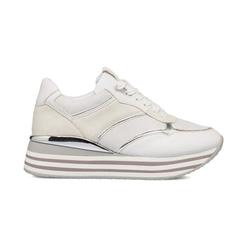 Sneakers bianche da donna con zeppa 4 cm Lora Ferres, Donna, SKU w014002091, Immagine 0