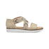 Sandali bassi beige in similpelle scamosciata con applicazione di strass Lora Ferres, Donna, SKU w041000021, Immagine 0