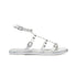 Sandali bassi bianchi con applicazione di borchie piatte argento Lora Ferres, Donna, SKU w041000114, Immagine 0